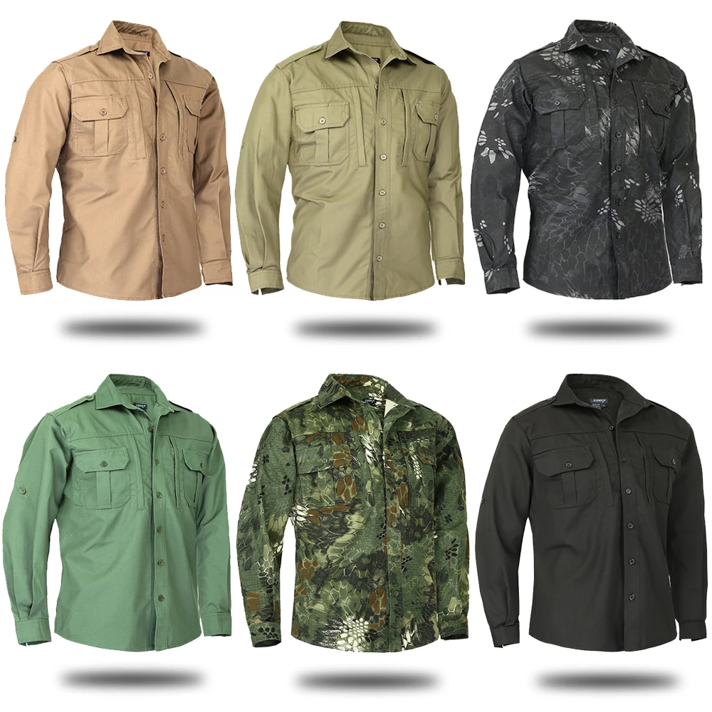  Mege Brand Autumn Spring Military Style Men Shirt Long Sleeve Tactical Camouflage US Army Shirt Rip