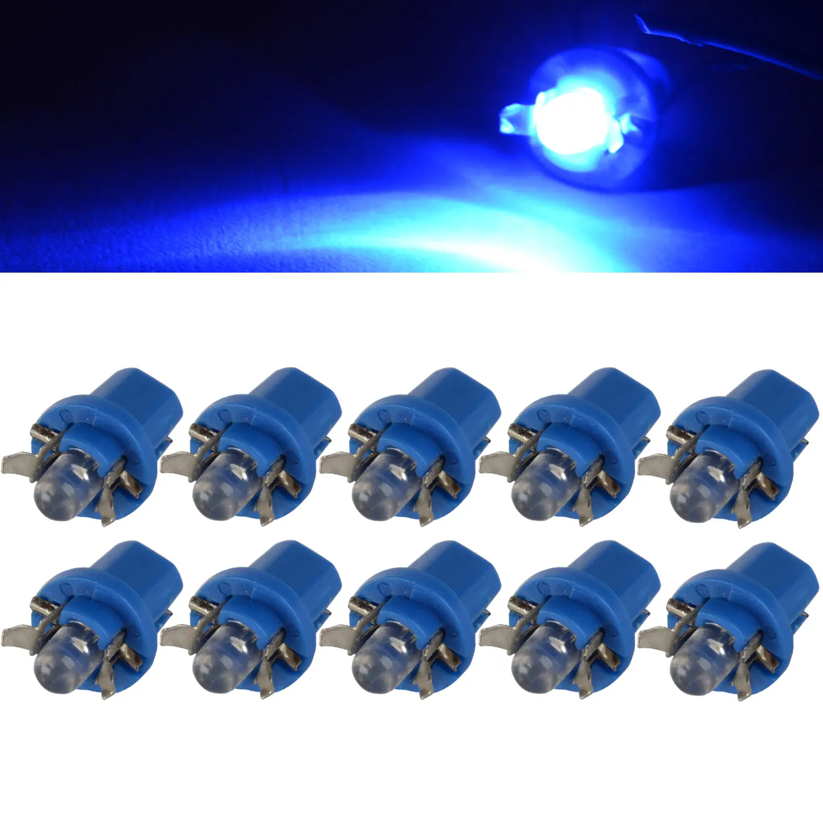 

10PCS DC 12V Blue T5 B8.5D 1 SMD LED Car Interior Dome Dashboard Panel Side Light Bulb Auto Indicator Lamp For Car Truck Boat