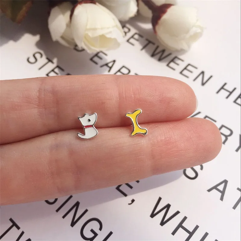 

ZTUNG BSC29 women fine jewelry,delicate and lovely dog and bone shape ear stud,a cute gift for little girl