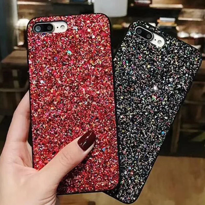 Телефон случаях кожа для iphone X 7 8 плюс Bling Фиолетовый серебро PC + TPU чехол 6 Чехол 6s