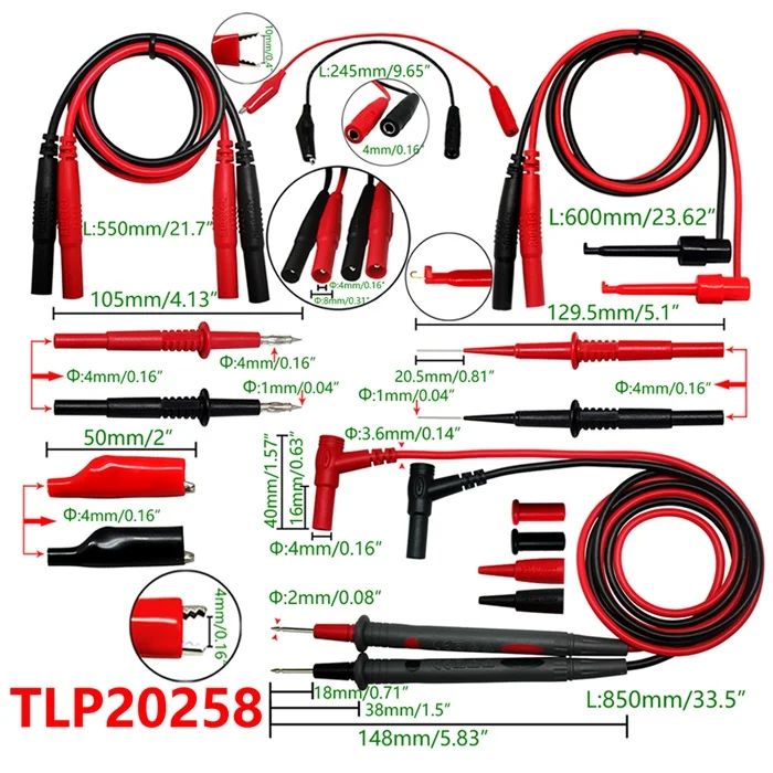 Aidetek силиконовый резиновый Провод 7 в 1 Набор игла наконечник Крокодил Зажимы мини-захват Тестовые провода мультиметр DMM тестер TLP20258 - Цвет: TLP20258
