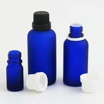 

12pcs Travel Frost Blue Glass Essential Oil Bottles With Reducer Plastic Lids 5ml 1/3oz 1/2oz 2/3oz 1oz 50ml 100ml