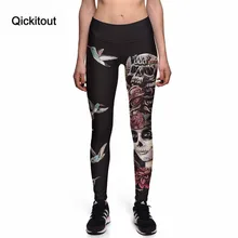 Qickitout леггинсы новая мода крутой стиль птица цифровой печати женские сексуальные брюки для работы брюки ropa mujer плюс размер