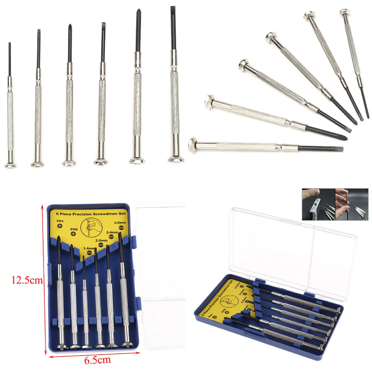 6pcs Multifunction Precision Mini Small Screwdriver Set with Slotted Bits for Watch Glasses Screw driver Repair Tools Watchmaker