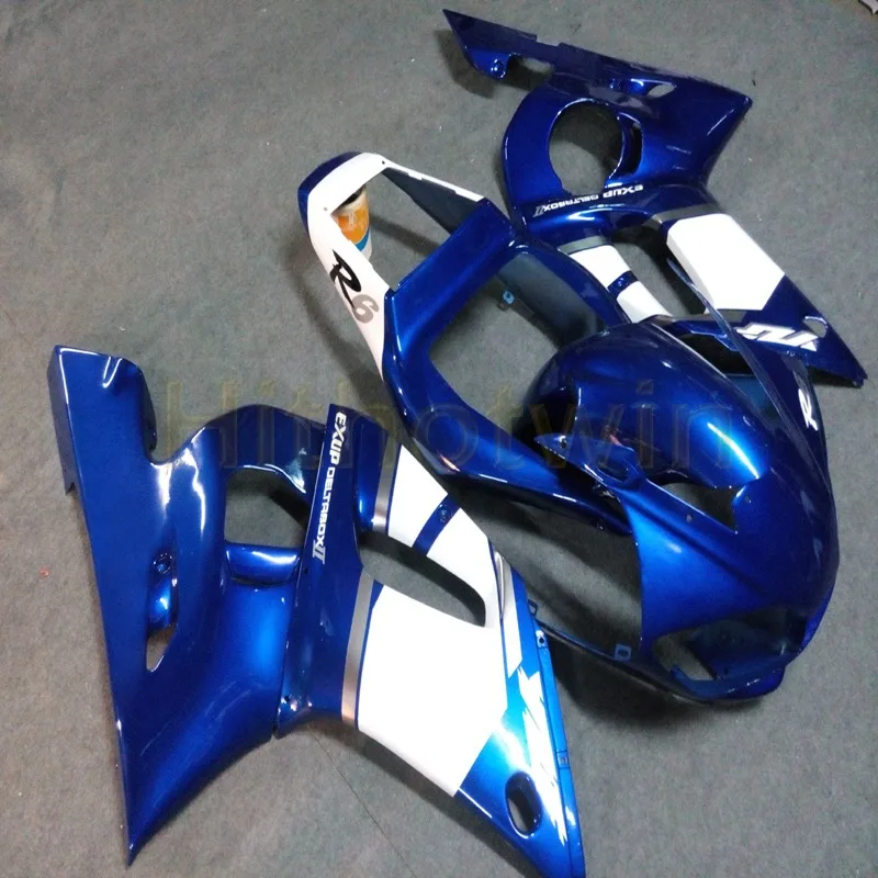 Заказной мотоцикл Артикул для Yamaha YZF R6 1998 1999 2000 2001 2002 YZF-R6 мотор панели+ Болты+ синий белый ABS обтекатель
