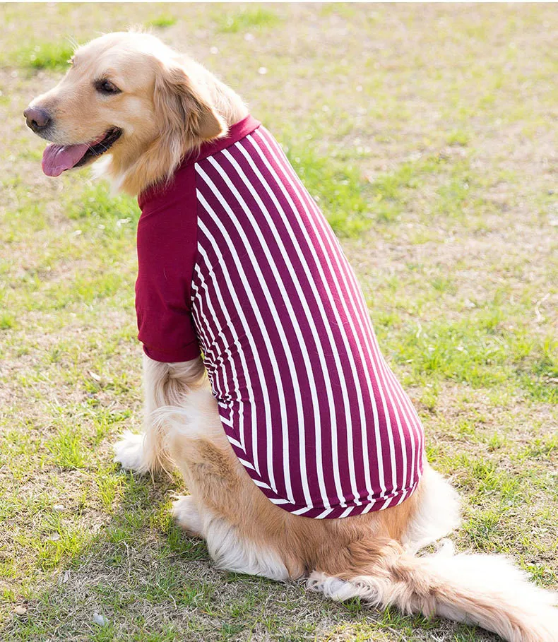 Large Size Dog Pet Clothes Striped Golden Retriever Samoyed Dog