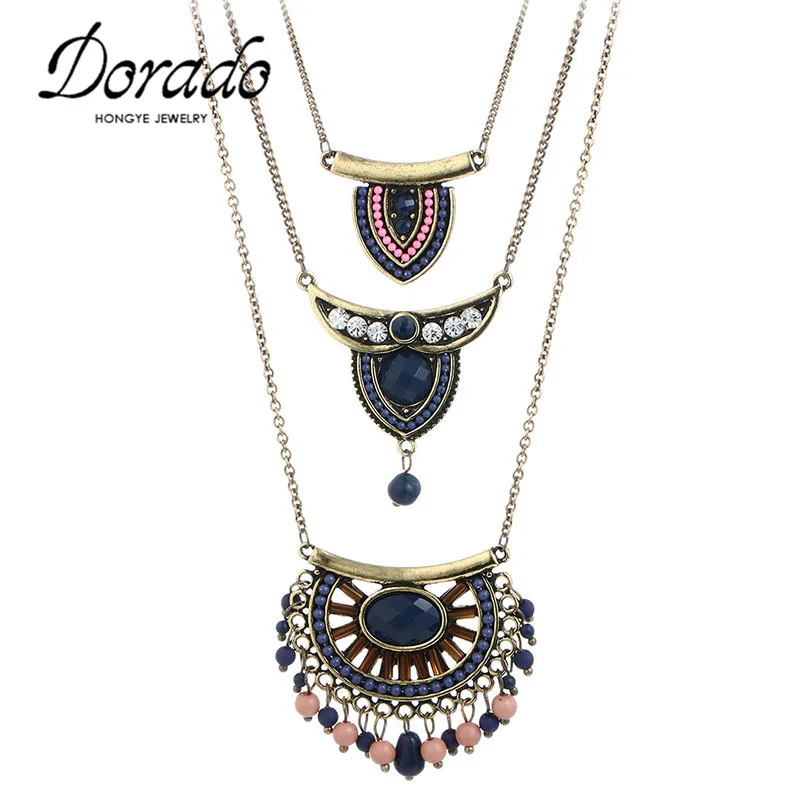 Dorado винтажный этнический богемный кулон ожерелья для женщин синий черный