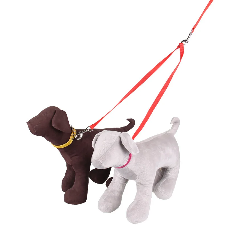 2017 Hot and Useful Nylon Double Hook Dog Leash One Leash for Two Dogs