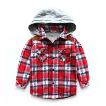 2016 Winter Children Plus velvet Clothes boys Shirt On Hood Cotton 3 Color Thickening Kids Check Shirts Long Sleeve Boys Blouses