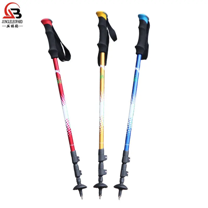 

Outdoor hiking foam absorb sweat lightweight aluminum alloy 7075 external fixed three straight shank mountain walking stick