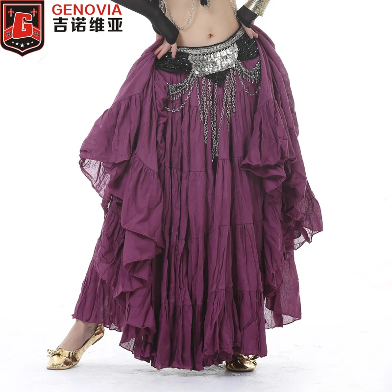 

Women ATS Tribal Belly Dance Flax Tribal Bohemia Ladies Gypsy Long Skirt Full Circle Dance Clothes 11 Colors