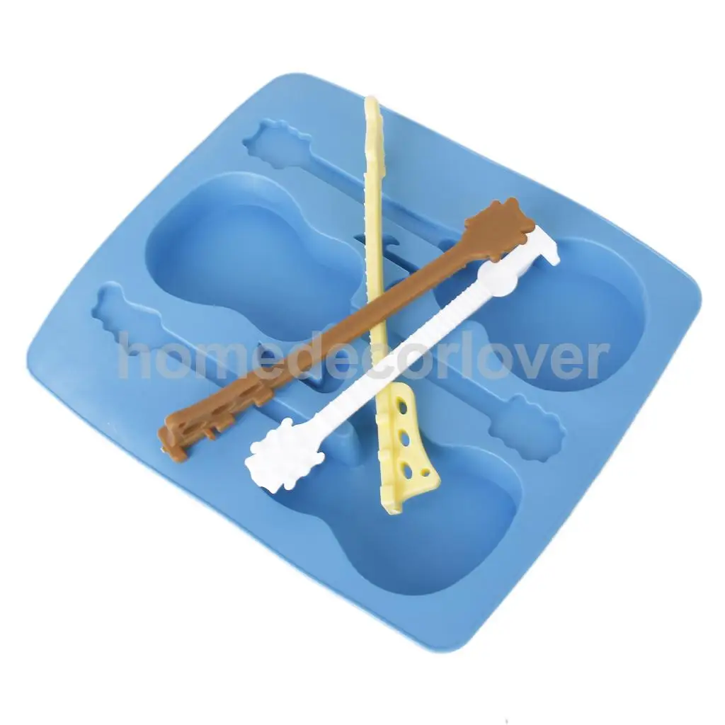 Silicone Cool Guitar Shaped Ice Cube Mold Tray Freeze Mould Maker DIY