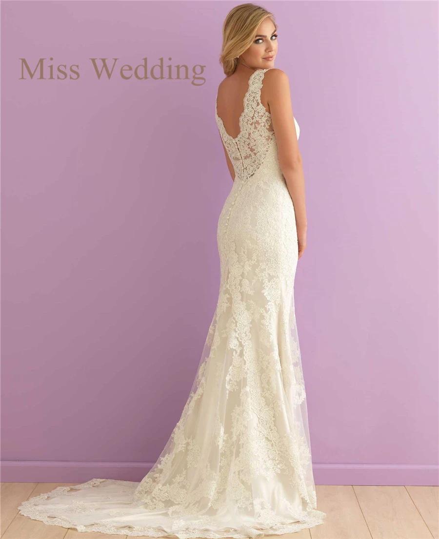 Sleeveless Vintage Inspired Lace Customized Wedding Dress 2016