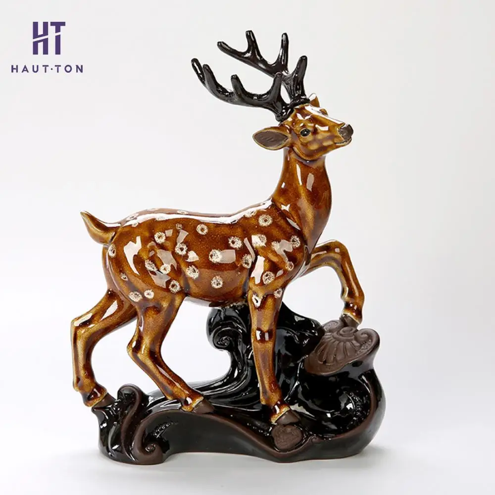 

Porcelain Plum Deer Smoke Backflow Tower Incense Burner Auspicious Ceramic Crafts Home Decor Gift Supply