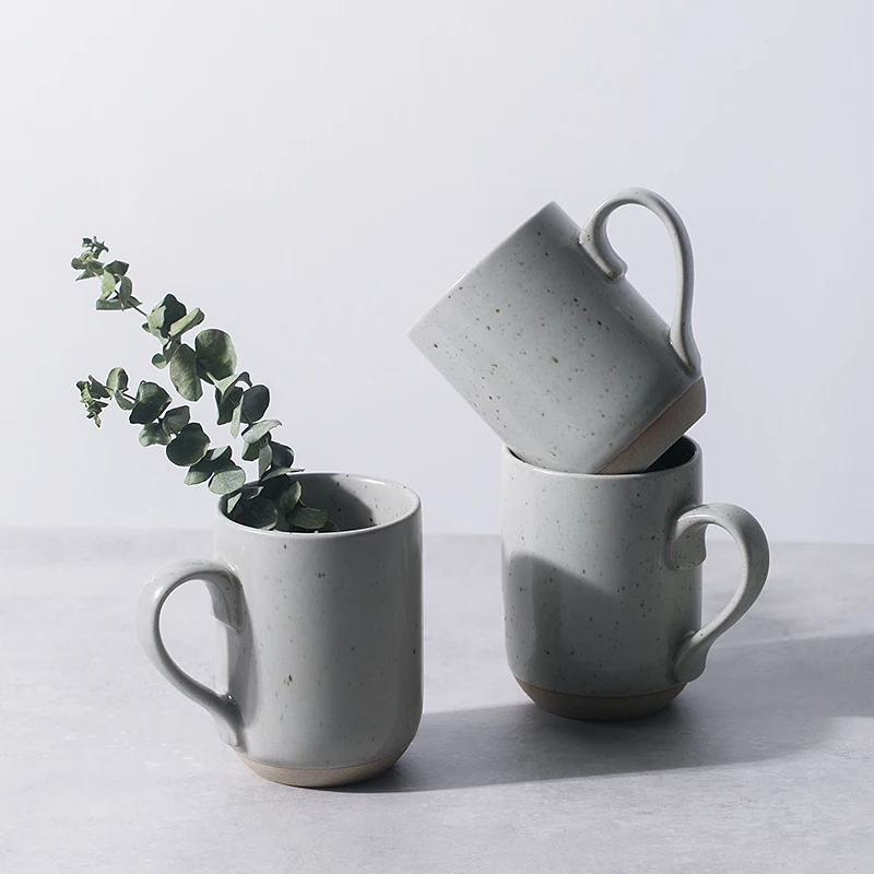 

KINGLANG Nordic minimalist beige plus mug ceramic cup household water cup tea coffee milk cup