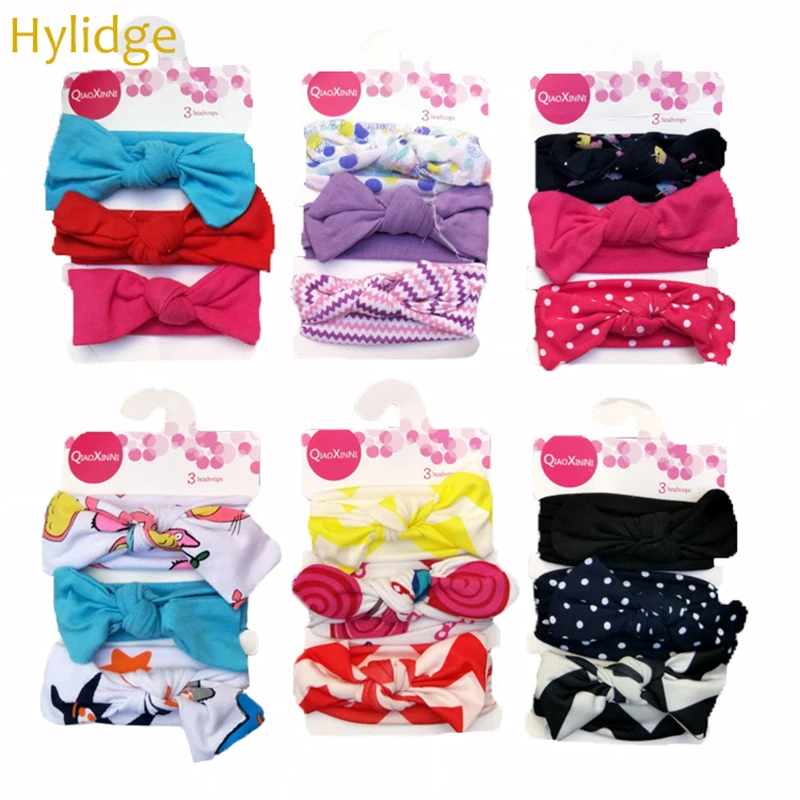 Hylidge 3 шт./лот хлопковая повязка на голову с бантом для маленьких девочек мягкая