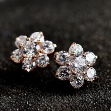 USTAR с австрийскими кристаллами Снежинка серьги гвоздики для женщин золото/серебро Цвет золотые серьги Boucles d'oreille Bijoux Женщины