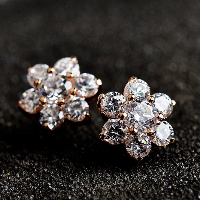 

USTAR Austria Crystals snowflake Stud Earrings for women Gold/Silver color Brincos ouro Boucles d'oreille Bijoux women