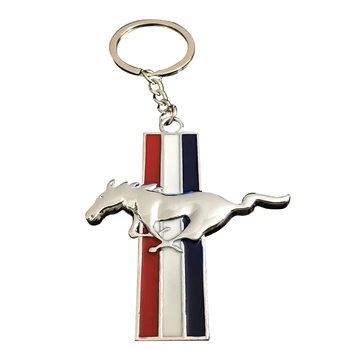 

Car Running Horse Logo Chrome Metal Zinc Alloy Car Key ring KeyChain For Frd Mustang