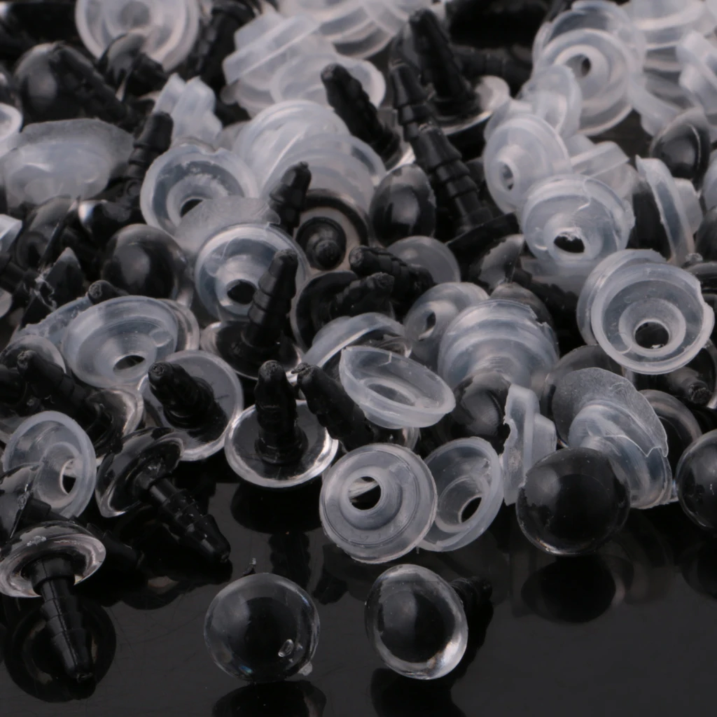 200pcs Clear Plastic Safety Eyes for Teddy Bear Doll Puppet DIY Making Craft - 10mm 12mm