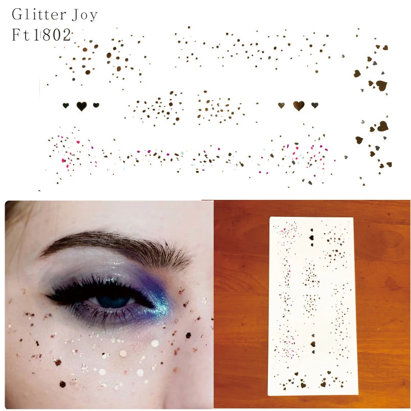 

FT1802 Gold and Silver Irregular Spot Glitter Freckles Makeup Tattoo Sticker for Body Makeup inpsired