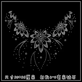 

Clear Crystal Flower Necklace shirt neckline DIY strass hotfix Rhinestone applique Pattern motif Iron On Heat transfer Designs