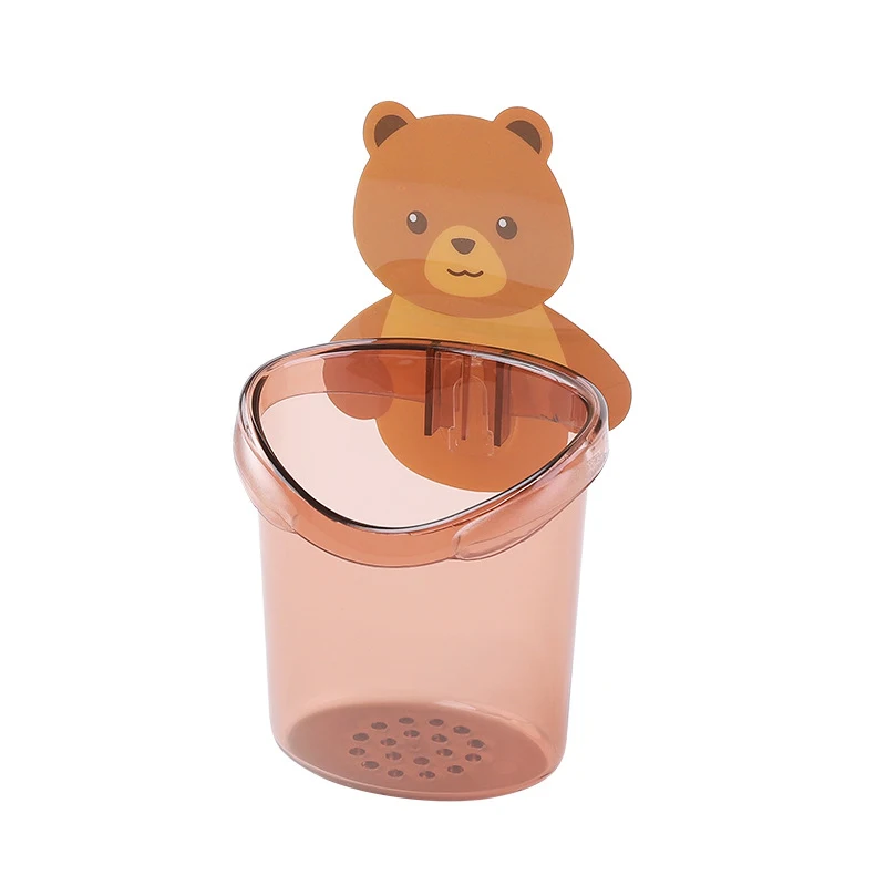 Practical New Cute Bear Design Toothbrush Sucker Holder Cup Organizer Cosmetic Rack For Bathroom Ki
