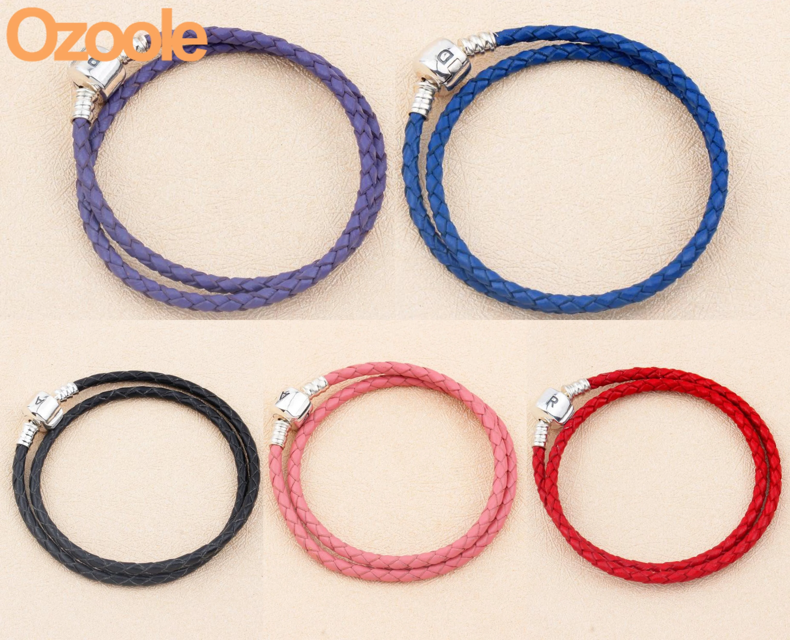 

Authentic 925 Sterling Silver Moments Snake Double Leather Clasp Charms Bangle Fit European Original Bracelet Jewelry Gift