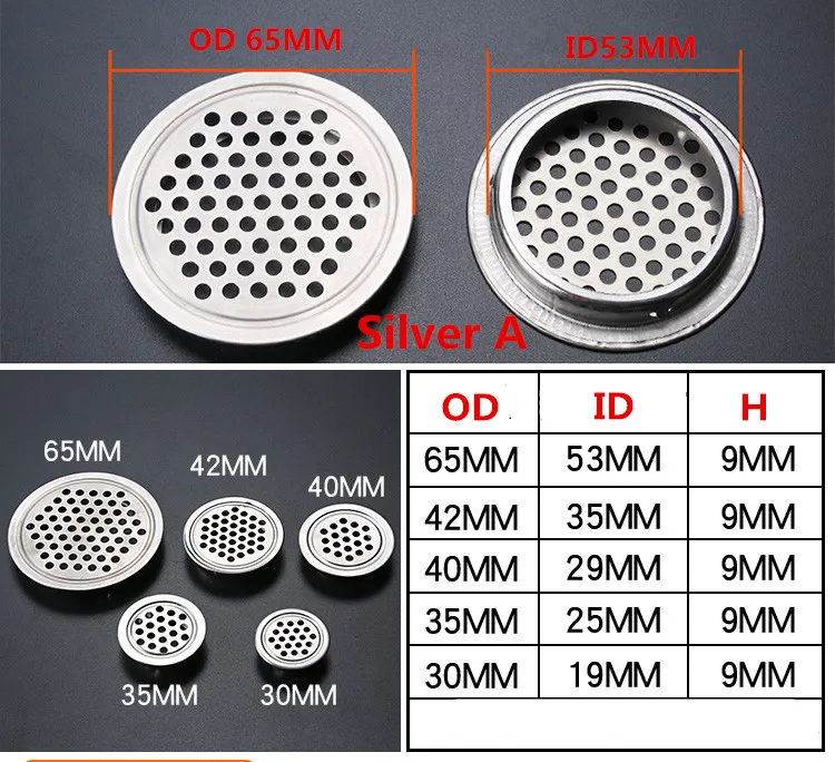 20 шт 30 мм/65 мм шкаф для обуви вентиляционные сетчатые отверстия вентиляционные отверстия металлические сетчатые отверстия круглые жалюзи вентиляционная решетка воздуха