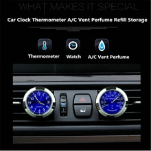 Автомобильные часы термометр воздуха выход A/C вентиляционный зажим парфюмерный рефил хранения Аромат резерв для всех транспортных средств