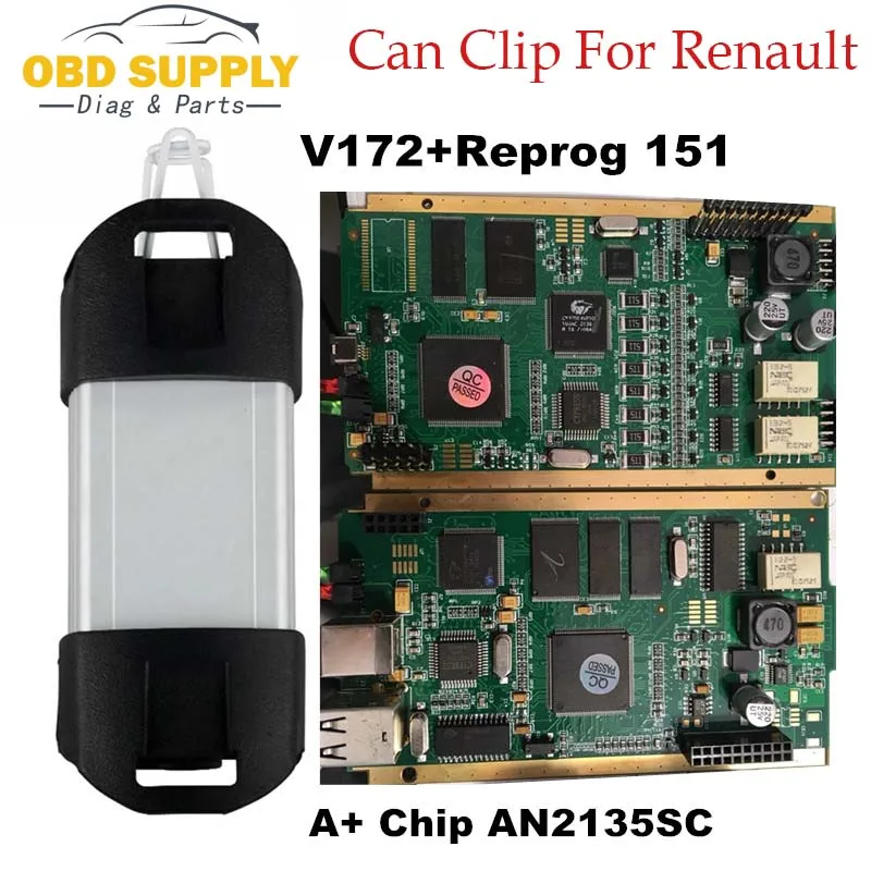 

2018 Full Chip CYPRESS AN2135SC Renault Can Clip V172 OBD2 Diagnostic Interface Multi-Language Can Clip For Renault Promo