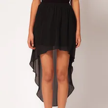 Настроить 120 цвета все Размеры женщин Весна Лето неровный подол шифоновая юбка асимметричная Высокая Низкая ласточкин хвост fishtail юбки