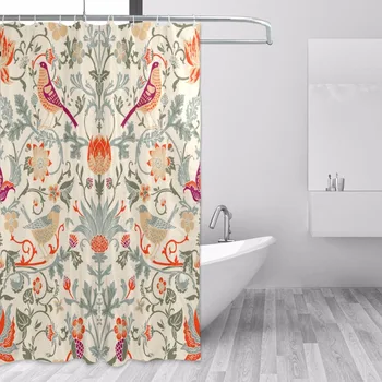 

Waterproof Polyester Shower Curtain William Morris Flower Pattern Bath Curtain for Bathroom Fabric Home Decorative Curtains
