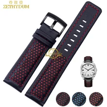 Браслет из натуральной кожи ремешок для часов 22 мм Мужские наручные часы ремешок ремни браслет черный оранжевый синий красный прошитый