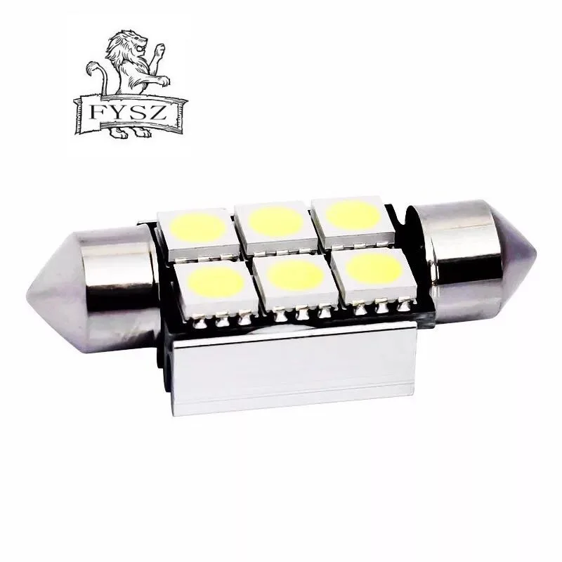 2 шт. автомобильная лампа Festoon 39mm C5W led C10W внутренний светильник 39 мм 6SMD 5050 COB для