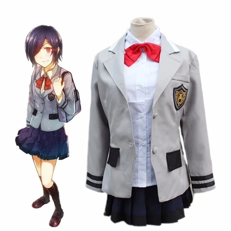 

Tokyo Ghoul Touka Kirishima Cosplay Costume Girls Full Set Japanese School Uniform Women Halloween Dress Blazer+Skirt+Necktie
