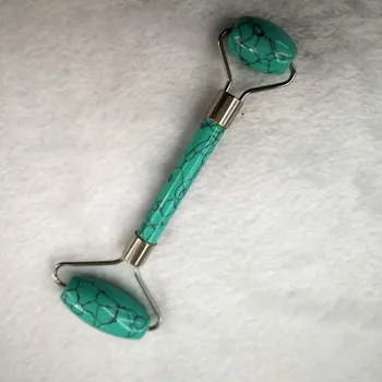 

3PC Beauty Care Green Turquoises Roller Slimming Face Massage Lifting Tool Natural Stone Facial Massage Roller Skin Massage Free