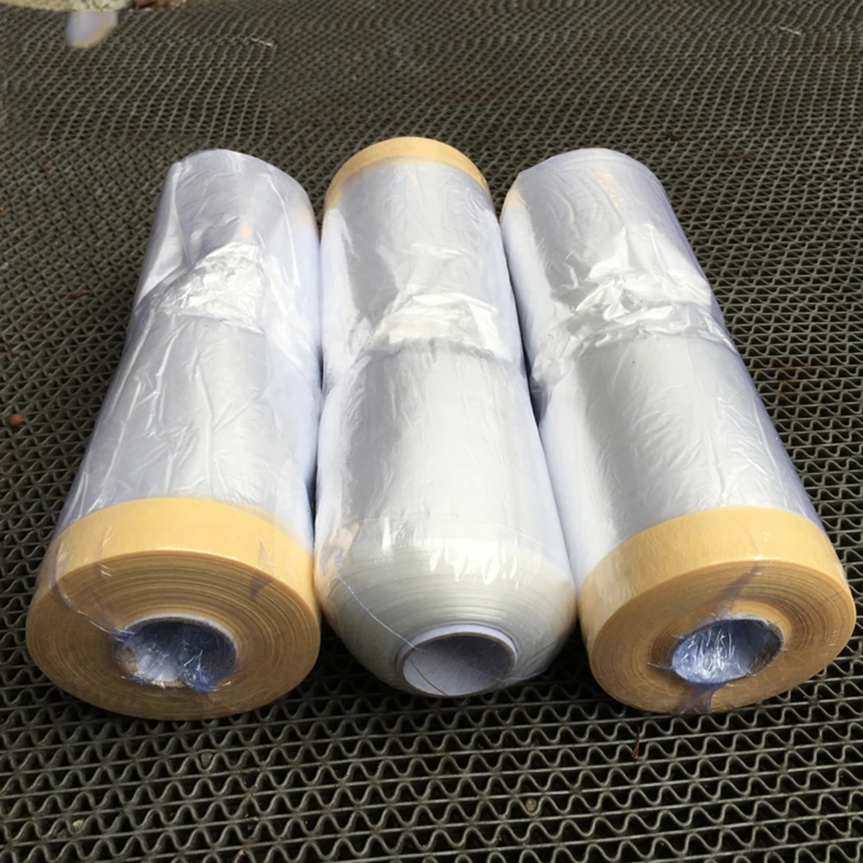

3.6'x 98' /roll PVC clear car spray paint protection film Pre-Taped Plastic Drop film for car paint dust protection MX-106P