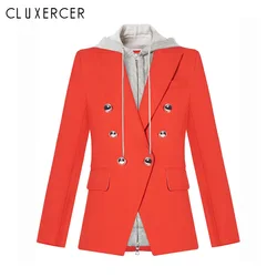 Woman Blazer 2019 New Fashion Red Hooded Double Breasted Blazer feminino Casual Women blazers and jackets Woman Blazer 2019 New Fashion Red Hooded Double Breasted Blazer feminino Casual Women blazers and jackets