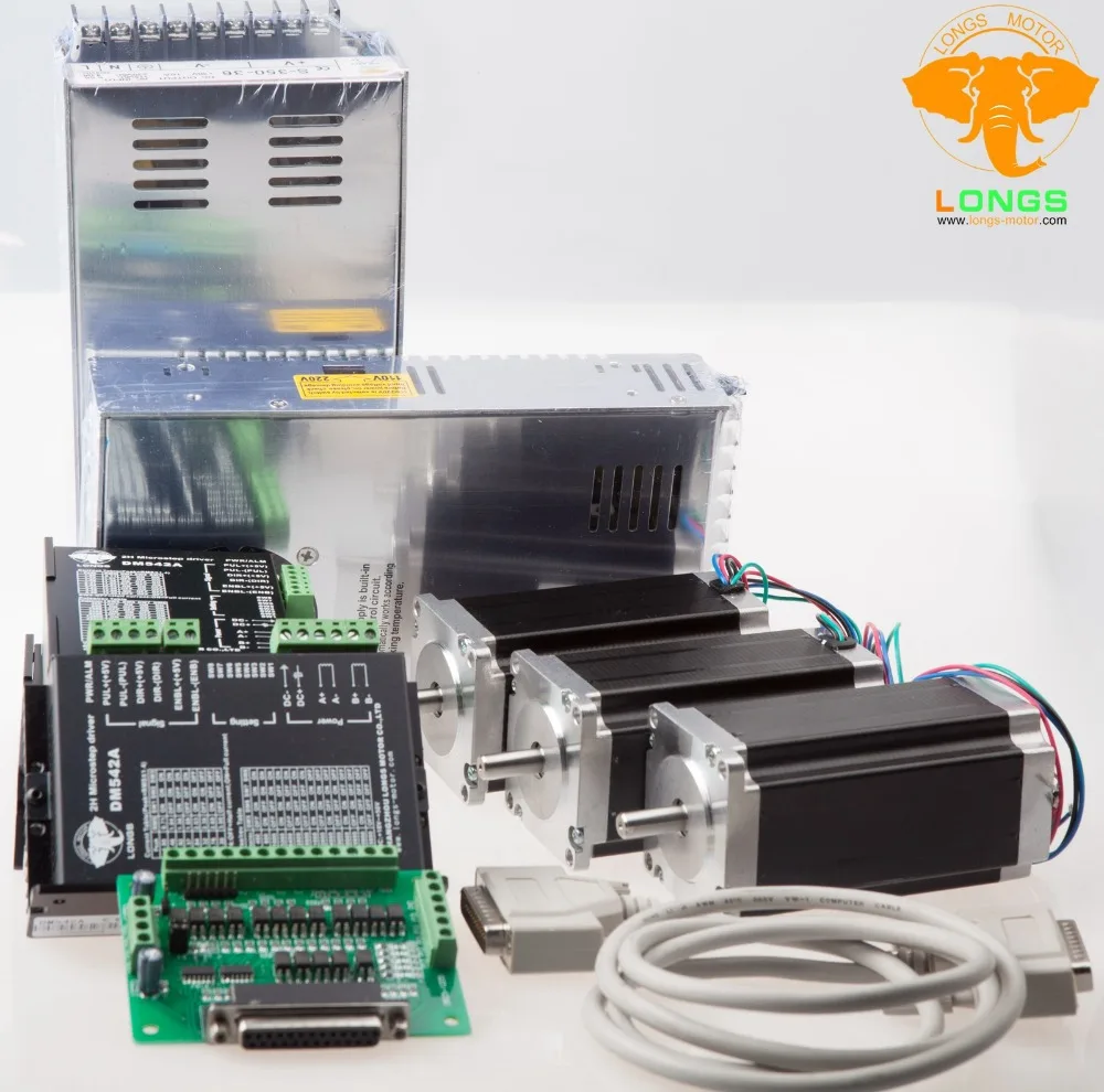 Шаговый двигатель 3 осевой Nema 23 23HS9442 2.8N.M 435 oz.in 4.2A + Драйвер DM542A CNC Mill длинный