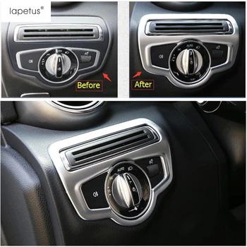 

Lapetus Matte / Carbon Fiber Look Interior For Mercedes Benz C CLASS W205 2015 - 2020 Headlights Lamps Switch Button Cover Trim