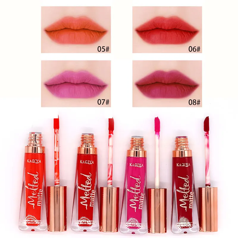 KAQIYA 8 Colors Beauty Makeup Lipgloss Waterproof Long Lasting Matt Lip Gloss Sexy Velvet Pigment Matte Liquid Lipstick Make Up