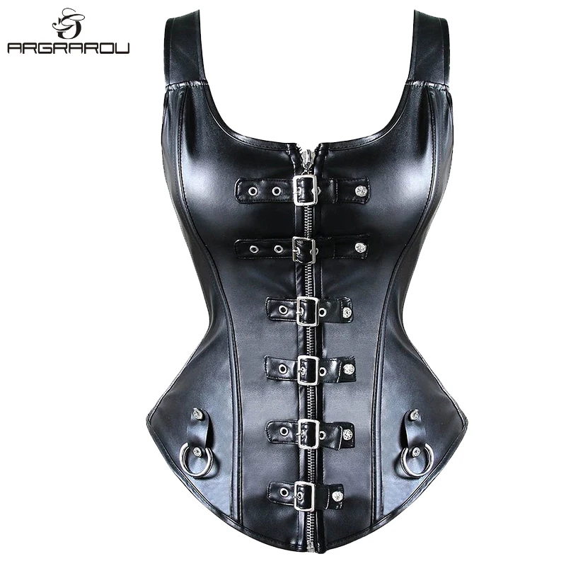 Steampunk Black Body Corset Steel Boned Lace Up Overbust Women Waist
