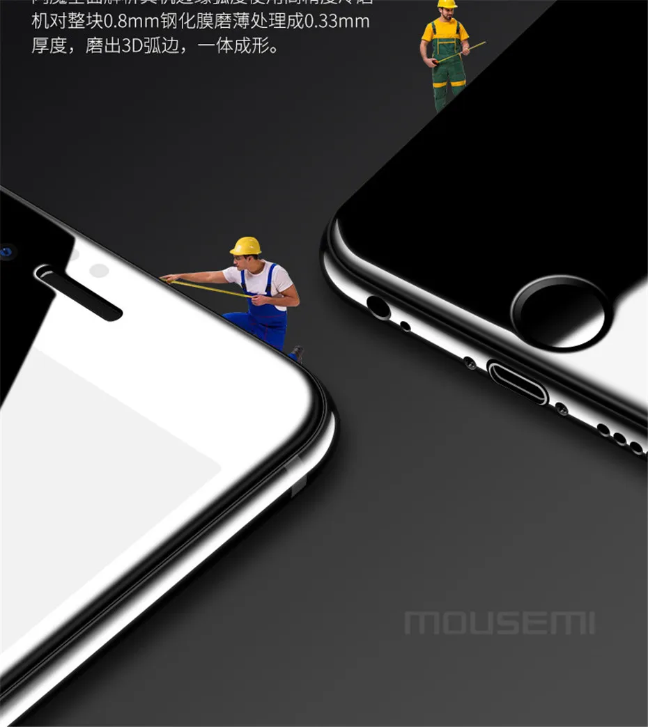 MOUSEMI Protective Glass On the For iPhone 6 6S Plus Tempered Screen Protector 5D Curved Edge Full Glass For iPhone 6 8 7 X Film (5)
