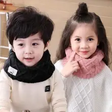 1 шт., Модный Милый хлопковый зимний шарф для малышей, детский вязаный шерстяной шарф для девочек и мальчиков, Детские однотонные шарфы, теплый шарф