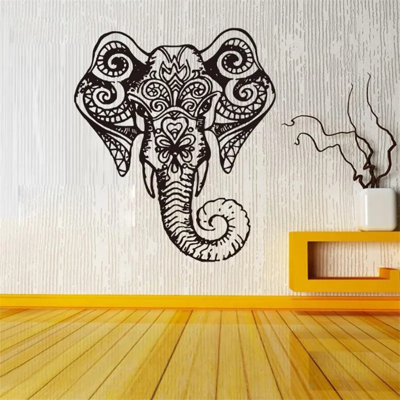 IDFIAF Buddhism India Ganesha Lord Wall Stickers Yoga Buddha Success Indian Elephant Wall Decal
