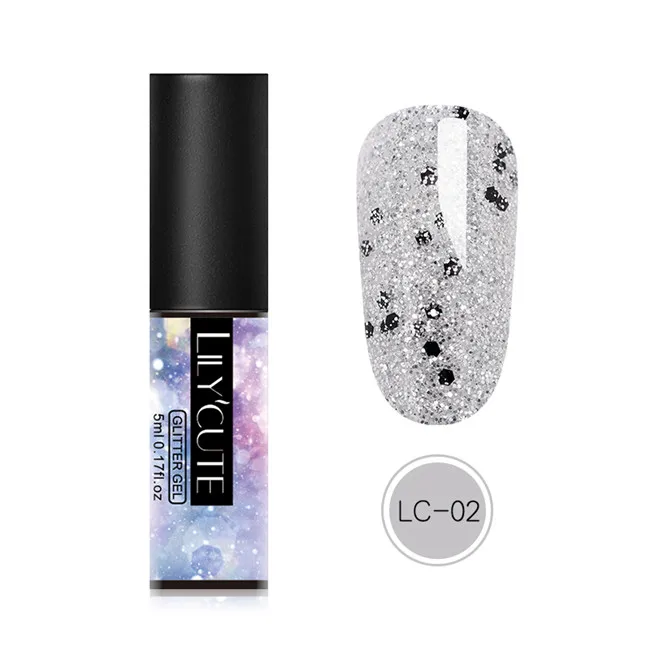 color 2 LILYCUTE 5 мл Блестящий УФ-гель голографические Блестки Фиолетовый красочный замачивающийся Блестящий Гель-лак для нейл-арта Маникюр дизайн ногтей - Цвет: color 2