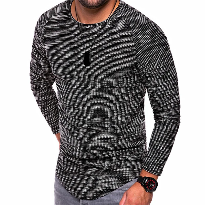 2018 Elastic Mens T-Shirt O-Neck Long Sleeve Men T Shirt For Male Big Size Lycra And Cotton TShirt Slim Casual Man Tees