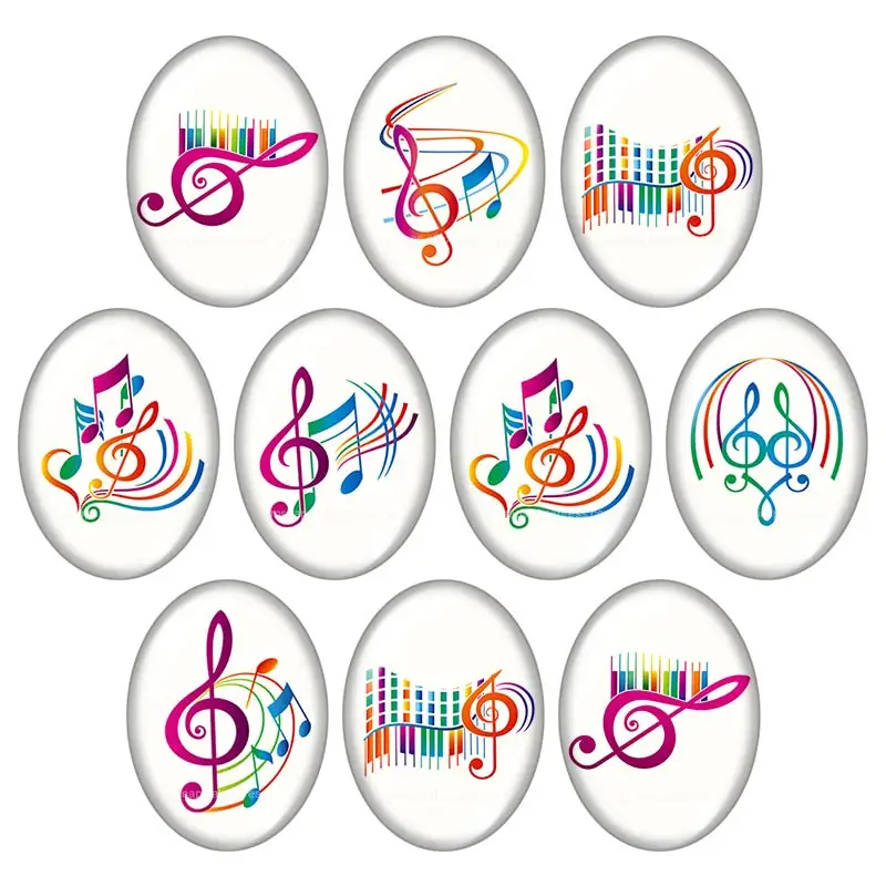 Beauty Music notes 13x1 8 мм/18x2 5 мм/30x40 мм смешанный Овальный фото стеклянный кабошон