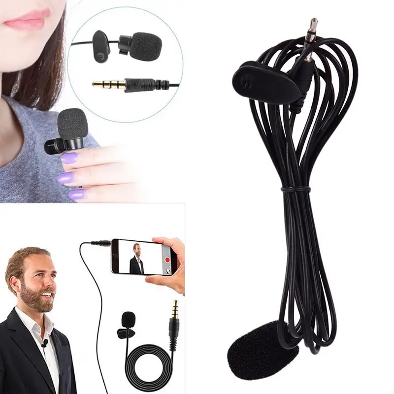 

3.5mm Jack Handsfree Speeching Microphone External Clip-on Lapel Lavalier Teaching Phone Wired Condenser Mic For iPhone PC